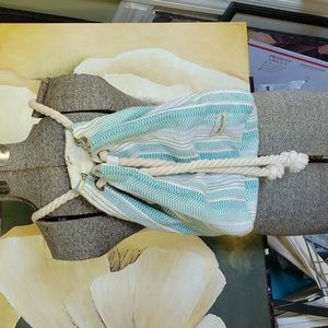 Green Lightweight Beachy Backpack with Rope Straps